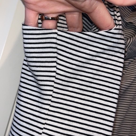 BLACK white stripe cotton blend sleeveless banana republic factory top bow XL - Picture 5 of 8